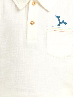 Somersault - Boys Solid White Cotton T-shirt with Shorts