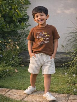 Somersault - Boys Placement Print Multi Cotton T-shirt with Shorts