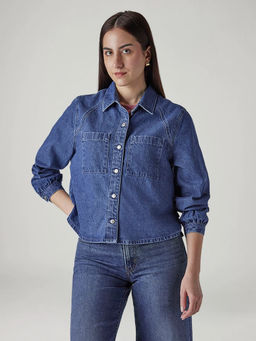 Levi's - Women Blue Cotton Full Sleeves Shirt