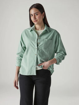Levi's - Women Green Cotton Full Sleeves Shirt