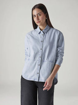 Levi's - Women Blue Cotton Full Sleeves Shirt