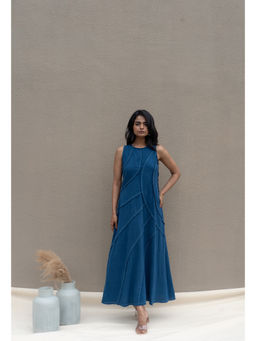 MEGASA - Women Indigo Organic Cotton Sleeveless Dress