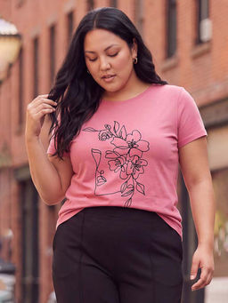 max - Women Pink Pure Cotton Half Sleeves T-Shirt