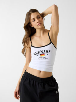 Guess - Women White Cotton Sleeveless Tank Top