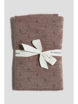 H&M - Unisex Beige Pointelle-Knit Wool Blanket