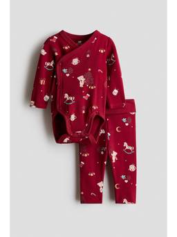 H&M - Girls Red 2-Piece Bodysuit And Leggings Set