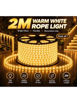 SPARKWORLD - 1200 LEDs 5 m Yellow Steady Strip Rice Lights (Pack of 1)