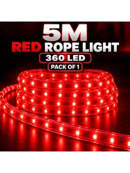 SPARKWORLD - 1200 LEDs 5 m Red Steady Strip Rice Lights (Pack of 1)