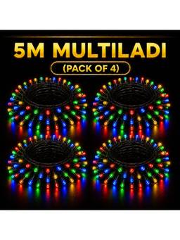 SPARKWORLD - 1 LEDs 5 m Multicolor Steady Bulb Rice Lights (Pack of 4)