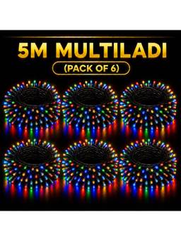 SPARKWORLD - 1 LEDs 5 m Multicolor Steady Bulb Rice Lights (Pack of 6)