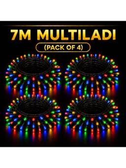 SPARKWORLD - 1 LEDs 7 m Multicolor Steady Bulb Rice Lights (Pack of 4)