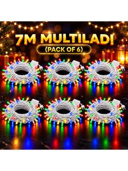 SPARKWORLD - 1 LEDs 7 m Multicolor Steady Bulb Rice Lights (Pack of 6)