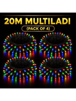 SPARKWORLD - 1 LEDs 20 m Multicolor Steady Bulb Rice Lights (Pack of 4)