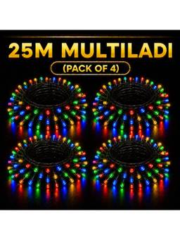 SPARKWORLD - 1 LEDs 25 m Multicolor Steady Bulb Rice Lights (Pack of 4)