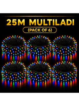 SPARKWORLD - 1 LEDs 25 m Multicolor Steady Bulb Rice Lights (Pack of 6)