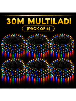 SPARKWORLD - 1 LEDs 30 m Multicolor Steady Bulb Rice Lights (Pack of 6)