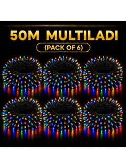 SPARKWORLD - 1 LEDs 50 m Multicolor Steady Bulb Rice Lights (Pack of 6)