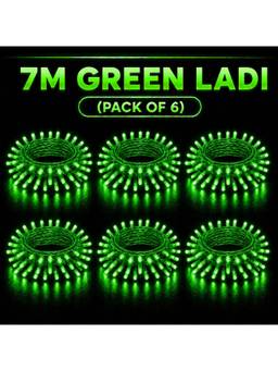 SPARKWORLD - 22 LEDs 7 m Green Steady Bulb Rice Lights (Pack of 6)