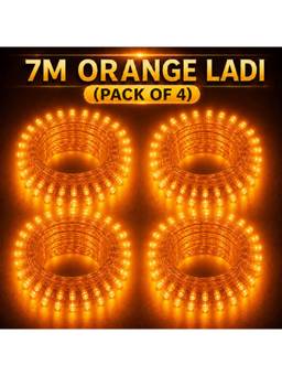 SPARKWORLD - 22 LEDs 7 m Orange Steady Bulb Rice Lights (Pack of 4)