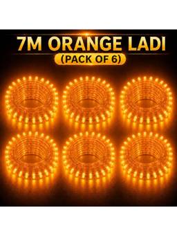 SPARKWORLD - 22 LEDs 7 m Orange Steady Bulb Rice Lights (Pack of 6)