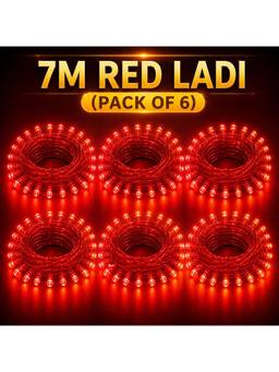 SPARKWORLD - 22 LEDs 7 m Red Steady Bulb Rice Lights (Pack of 6)