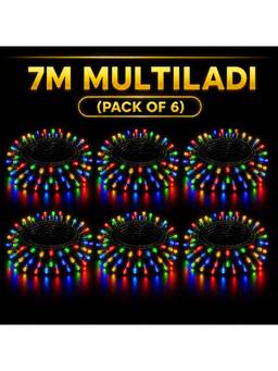 SPARKWORLD - 22 LEDs 7 m Multicolor Steady Bulb Rice Lights (Pack of 6)