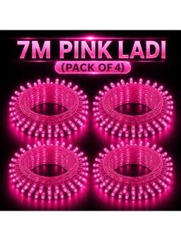 SPARKWORLD - 22 LEDs 7 m Pink Steady Bulb Rice Lights (Pack of 4)