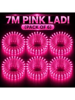 SPARKWORLD - 22 LEDs 7 m Pink Steady Bulb Rice Lights (Pack of 6)