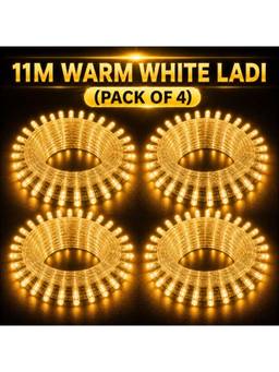 SPARKWORLD - 40 LEDs 11 m Yellow Steady Bulb Rice Lights (Pack of 4)