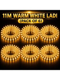 SPARKWORLD - 40 LEDs 11 m Yellow Steady Bulb Rice Lights (Pack of 6)