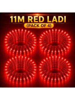 SPARKWORLD - 40 LEDs 11 m Red Steady Bulb Rice Lights (Pack of 4)