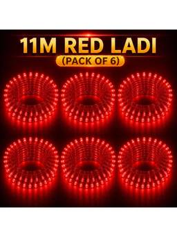 SPARKWORLD - 40 LEDs 11 m Red Steady Bulb Rice Lights (Pack of 6)