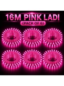 SPARKWORLD - 58 LEDs 16 m Pink Steady Bulb Rice Lights (Pack of 6)