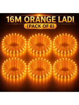 SPARKWORLD - 58 LEDs 16 m Orange Steady Bulb Rice Lights (Pack of 6)