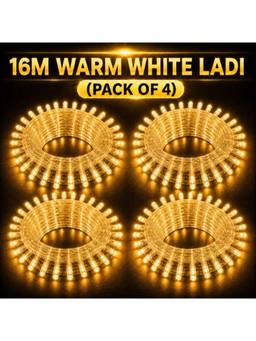 SPARKWORLD - 58 LEDs 16 m Yellow Steady Bulb Rice Lights (Pack of 4)