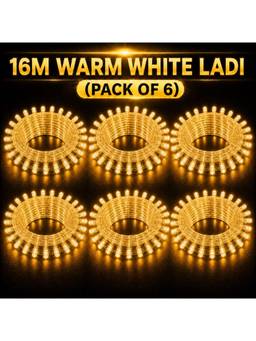SPARKWORLD - 58 LEDs 16 m Yellow Steady Bulb Rice Lights (Pack of 6)