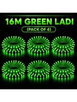 SPARKWORLD - 58 LEDs 16 m Green Steady Bulb Rice Lights (Pack of 6)