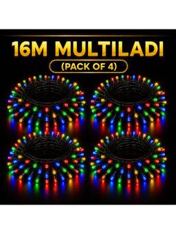 SPARKWORLD - 58 LEDs 16 m Multicolor Steady Bulb Rice Lights (Pack of 4)