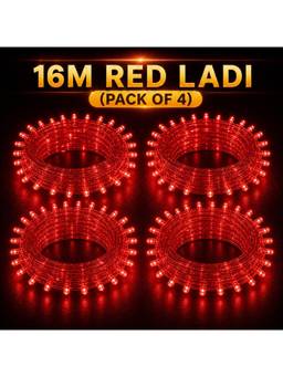 SPARKWORLD - 58 LEDs 16 m Red Steady Bulb Rice Lights (Pack of 4)