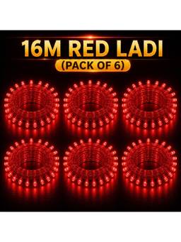 SPARKWORLD - 58 LEDs 16 m Red Steady Bulb Rice Lights (Pack of 6)