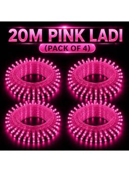 SPARKWORLD - 74 LEDs 20 m Pink Steady Bulb Rice Lights (Pack of 4)