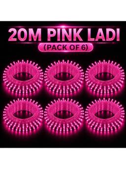 SPARKWORLD - 74 LEDs 20 m Pink Steady Bulb Rice Lights (Pack of 6)