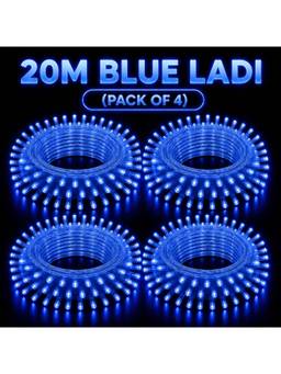 SPARKWORLD - 74 LEDs 20 m Blue Steady Bulb Rice Lights (Pack of 4)