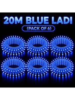 SPARKWORLD - 74 LEDs 20 m Blue Steady Bulb Rice Lights (Pack of 6)