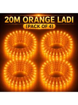 SPARKWORLD - 74 LEDs 20 m Orange Steady Bulb Rice Lights (Pack of 4)