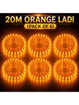 SPARKWORLD - 74 LEDs 20 m Orange Steady Bulb Rice Lights (Pack of 6)