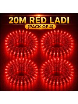 SPARKWORLD - 74 LEDs 20 m Red Steady Bulb Rice Lights (Pack of 4)