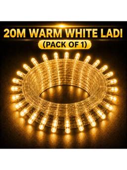 SPARKWORLD - 74 LEDs 20 m Yellow Steady Bulb Rice Lights (Pack of 1)