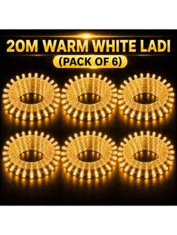 SPARKWORLD - 74 LEDs 20 m Yellow Steady Bulb Rice Lights (Pack of 6)