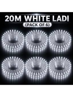 SPARKWORLD - 74 LEDs 20 m White Steady Bulb Rice Lights (Pack of 6)